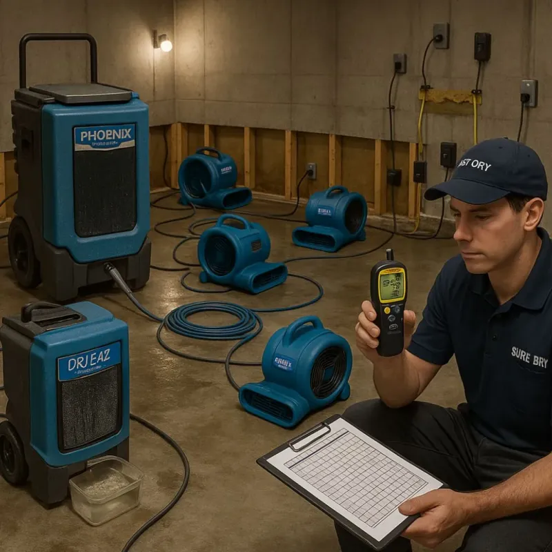 Structural Drying and Dehumidification process in Sauk Village, IL